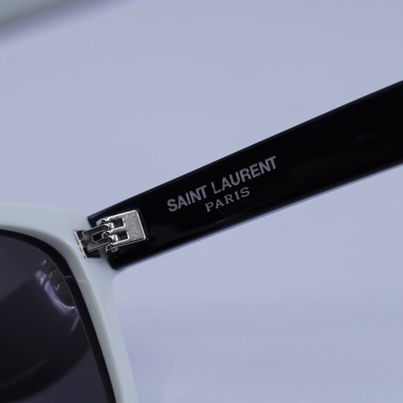 Saint Laurent SL274 004 Sunglasses Black/White Rectangle Frame, Grey Lenses - Picture 7 of 9
